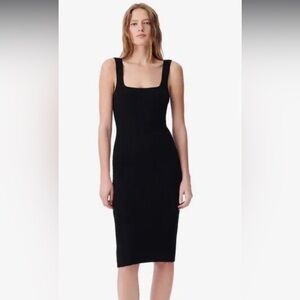 IRO Black Sheath Midi Dress Square Neck Cocktail